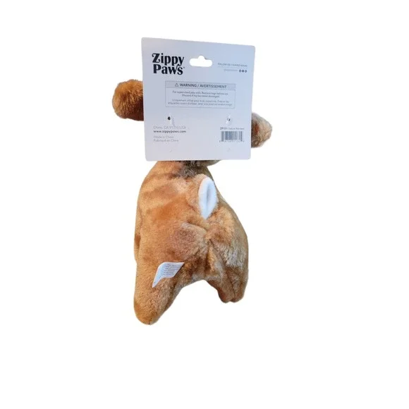 Zippy‎ Paws Deluxe Reindeer Plush Dog Toy Holiday Squeaker 8" x 7" - Picture 5 of 8